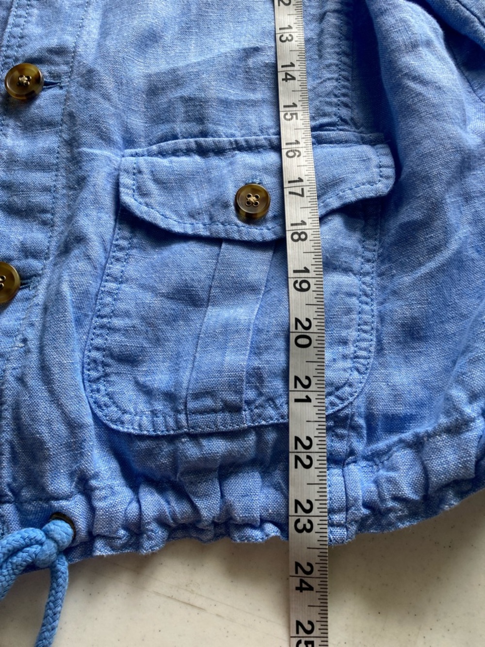 Talbots Light Blue Linen Drawstring Hem Jacket - Picture 6 of 6